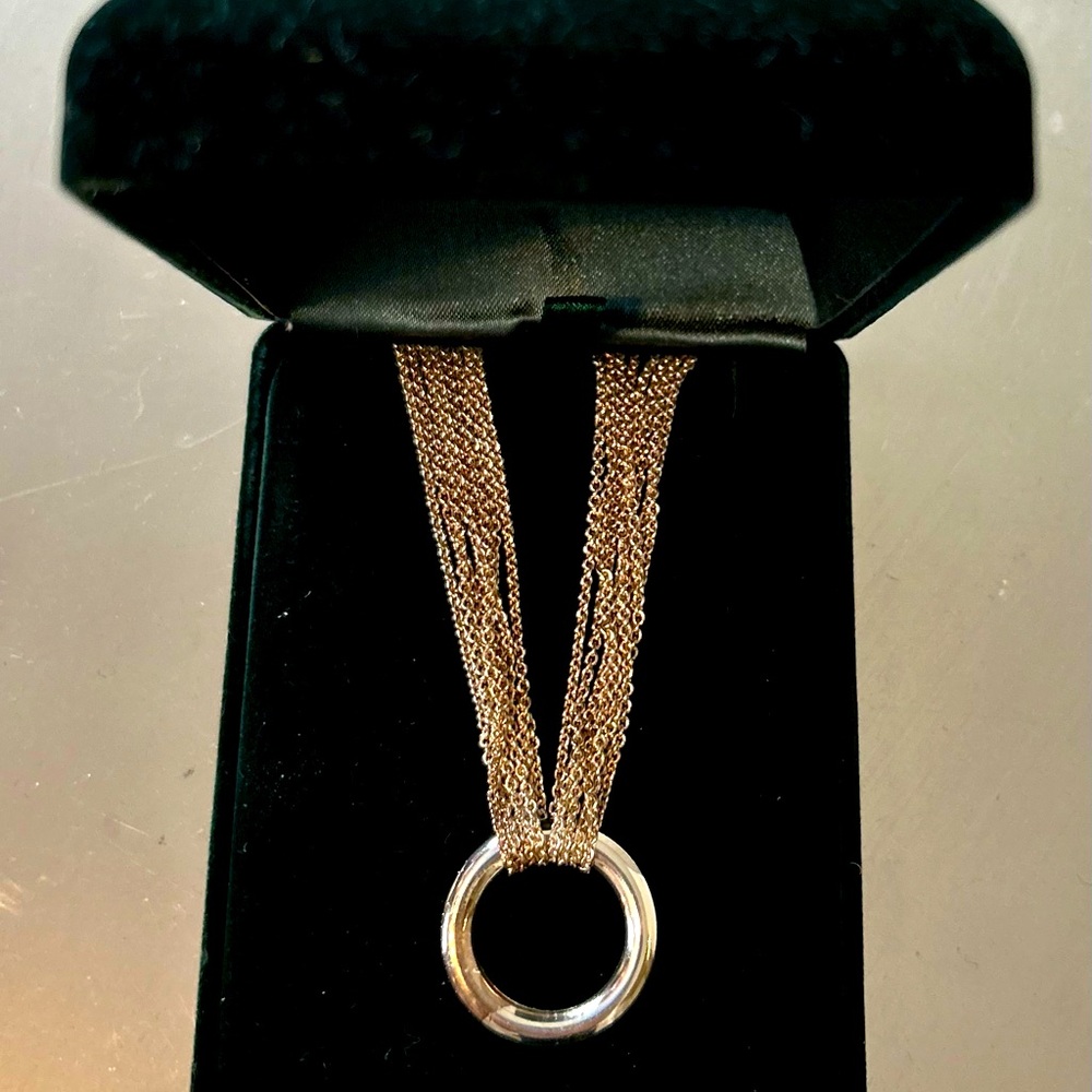 Sterling Silver Multistrand Circle Necklace 17” length